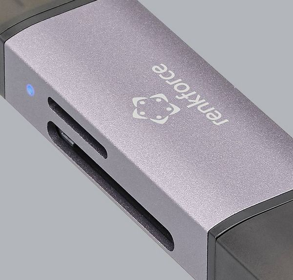 Produktbild: Renkforce RF-CR-200 Externer Speicherkartenleser USB-A, USB-C&reg; Dunkelgrau