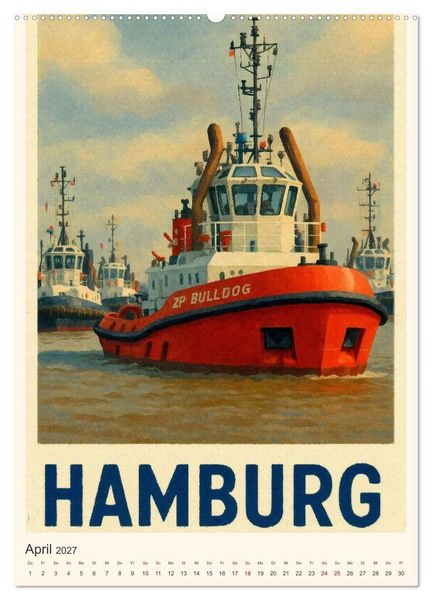 Produktbild: City Poster Hamburg - Stilisierte Impressionen der Hansestadt (Wandkalender 2027 DIN A2 hoch), CALVENDO Monatskalender