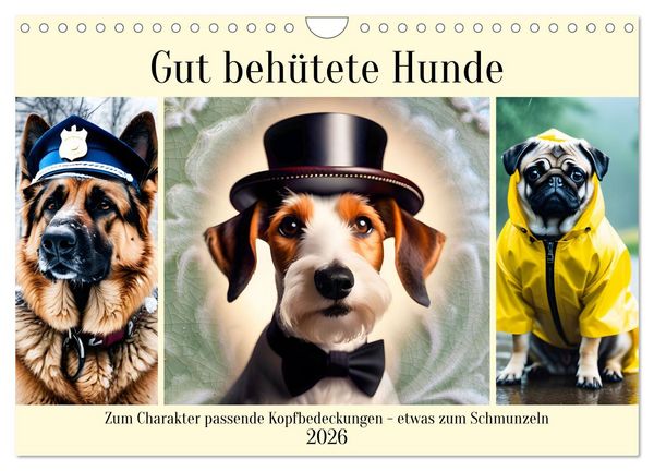 Gut behütete Hunde (Wandkalender 2026 DIN A4 quer), CALVENDO Monatskalender