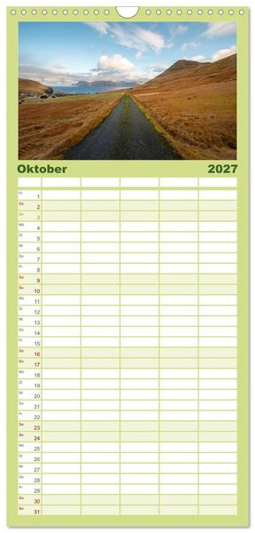 Produktbild: Familienplaner 2027 - F&Auml;R&Ouml;ER INSELN - Herbstlichter mit 5 Spalten (Wandkalender, 21 x 45 cm) CALVENDO