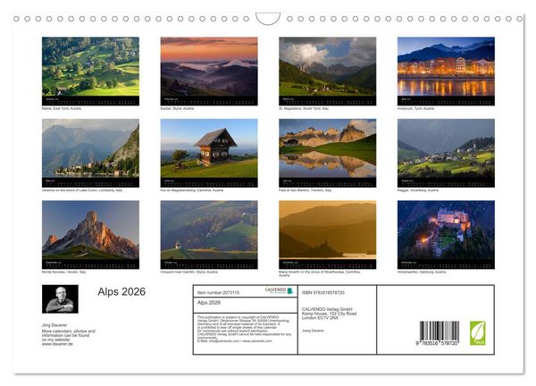 Produktbild: Alps 2026 (Wall Calendar 2026 DIN A3 landscape), CALVENDO 12 Month Wall Calendar