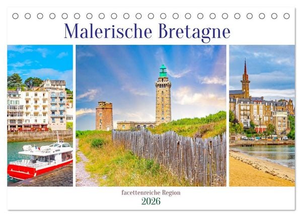 Produktbild: Malerische Bretagne - facettenreiche Region (Tischkalender 2026 DIN A5 quer), CALVENDO Monatskalender