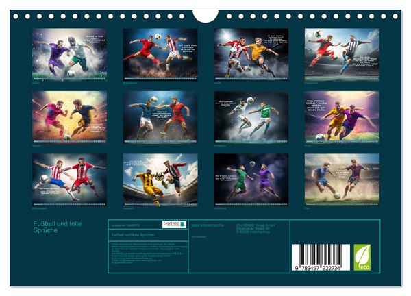 Produktbild: Fu&szlig;ball und tolle Spr&uuml;che (Wandkalender 2026 DIN A4 quer), CALVENDO Monatskalender