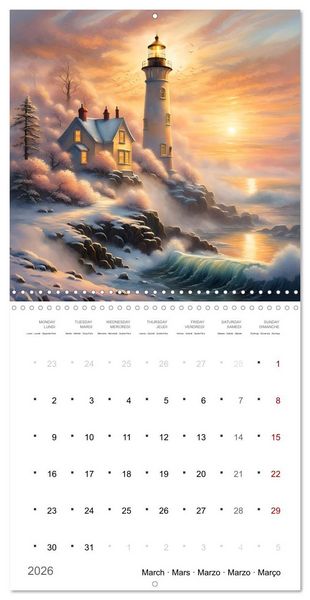 Produktbild: Phares romantiques (Calendrier mural carr&eacute; 2026 30x30 cm) Calendrier double avec une page pour vos prises de notes