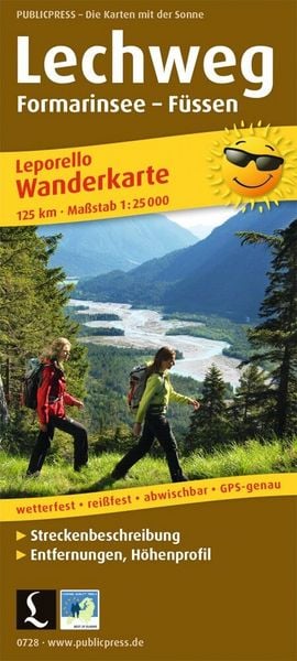 Produktbild: Publicpress Leporello Wanderkarte Lechweg, Formarinsee, F&uuml;ssen, Wanderkarte 1:25.000 1:25.000