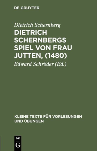 Produktbild: Dietrich Schernbergs Spiel von Frau Jutten, (1480)