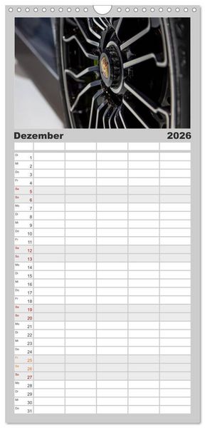 Produktbild: Familienplaner 2026 - Heiligs Blechle - Porsche-Ikonen im Detail mit 5 Spalten (Wandkalender, 21 x 45 cm) CALVENDO