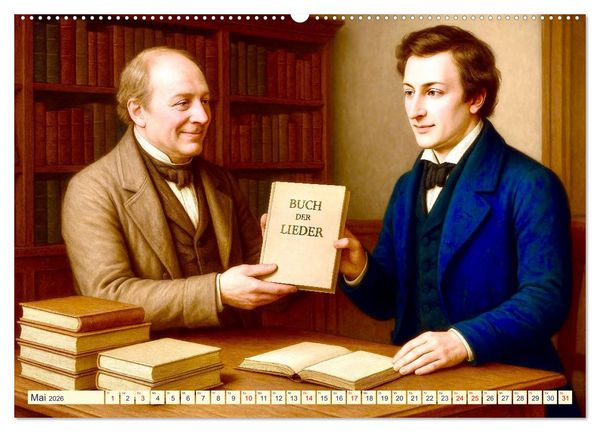 Produktbild: Heinrich Heine. Sein Leben, seine literarischen Werke (Wandkalender 2026 DIN A2 quer), CALVENDO Monatskalender
