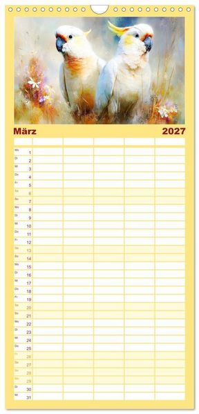 Produktbild: Familienplaner 2027 - Kakadus. Papageien an Australiens K&uuml;ste mit 5 Spalten (Wandkalender, 21 x 45 cm) CALVENDO