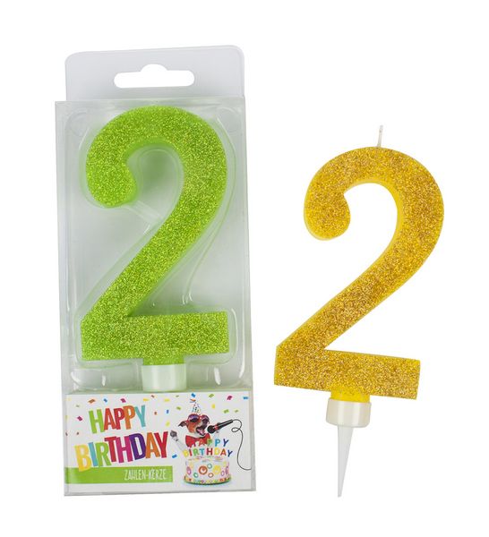 Produktbild: Kerze Zahl 2 Glitter Maxi