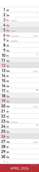 Produktbild: Streifenplaner ROT 2026 - Streifenkalender - Wandplaner - Küchen-Kalender - 11,3x49,5