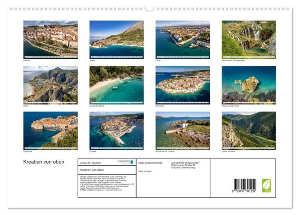 Produktbild: Kroatien von oben (hochwertiger Premium Wandkalender 2026 DIN A2 quer), Kunstdruck in Hochglanz