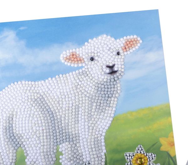 Produktbild: Craft Buddy CCK-A99 - Crystal Art Card Kit, Little Lamb, Schaf, 18x18cm, Kristall-Kunstkarte, Diamond Painting