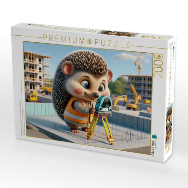 Produktbild: CALVENDO Puzzle Der sorgf&auml;ltige Igel als Vermesser: Pr&auml;zision auf der Baustelle | 2000 Teile Lege-Gr&ouml;&szlig;e 90x67cm Foto-Puzzle f&uuml;r gl&uuml;ckliche Stunden