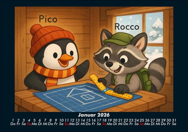 Produktbild: Pico & Rocco bauen ein Haus 2026 Fotokalender DIN A5