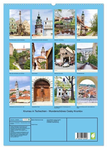 Produktbild: Krumau in Tschechien - Wundersch&ouml;nes Cesky Krumlov (hochwertiger Premium Wandkalender 2026 DIN A2 hoch), Kunstdruck in Hochglanz