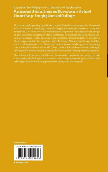 Produktbild: Management of Water, Energy and Bio-resources in the Era of Climate Change: Emerging Issues and Challenges