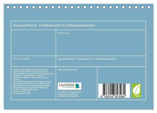 Produktbild: Aquariumfische. Farbenpracht im S&uuml;&szlig;wasserbecken (Tischkalender 2027 DIN A5 quer), CALVENDO Monatskalender
