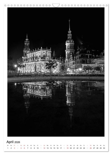 Produktbild: Dresden Traumstadt in Schwarz-Wei&szlig; (Wandkalender 2026 DIN A3 hoch), CALVENDO Monatskalender