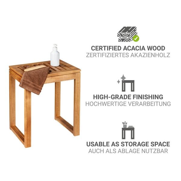 Produktbild: Badhocker Mod. Fondi, aus massivem Akazienholz