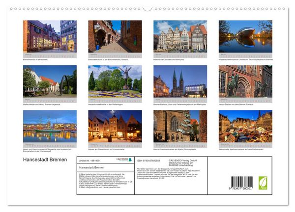 Produktbild: Hansestadt Bremen (hochwertiger Premium Wandkalender 2026 DIN A2 quer), Kunstdruck in Hochglanz