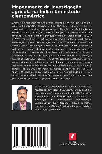 Produktbild: Mapeamento da investiga&ccedil;&atilde;o agr&iacute;cola na &Iacute;ndia: Um estudo cientom&eacute;trico