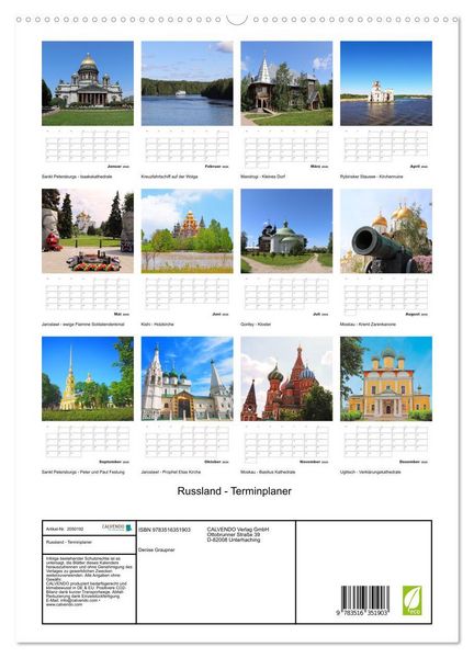 Produktbild: Russland - Terminplaner (hochwertiger Premium Wandkalender 2026 DIN A2 hoch), Kunstdruck in Hochglanz