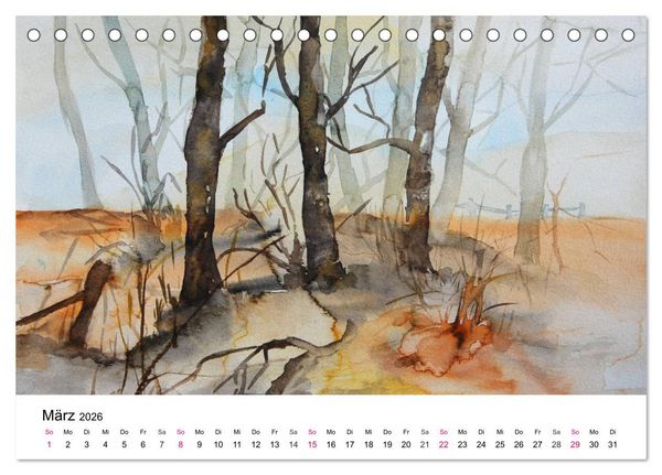 Produktbild: Mit Aquarellen durch das Jahr (Tischkalender 2026 DIN A5 quer), CALVENDO Monatskalender