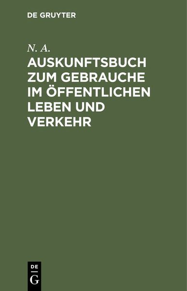 Produktbild: Auskunftsbuch zum Gebrauche im &ouml;ffentlichen Leben und Verkehr