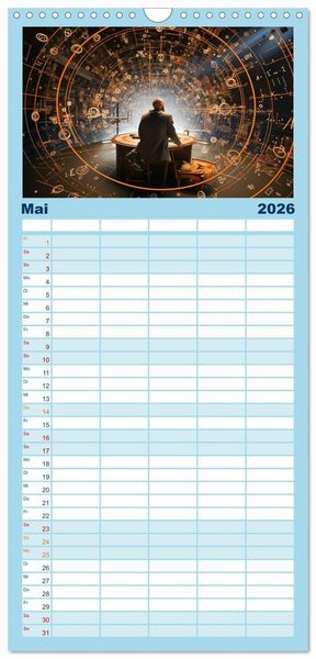 Produktbild: Familienplaner 2026 - Universum der Wissenschaften mit 5 Spalten (Wandkalender, 21 x 45 cm) CALVENDO