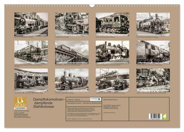 Produktbild: Dampflokomotiven - dampfende Stahlkolosse (Wandkalender 2026 DIN A2 quer), CALVENDO Monatskalender