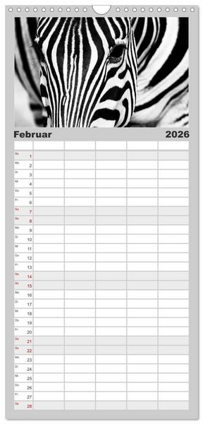 Produktbild: Familienplaner 2026 - Afrika Schwarz - Weiss mit 5 Spalten (Wandkalender, 21 x 45 cm) CALVENDO