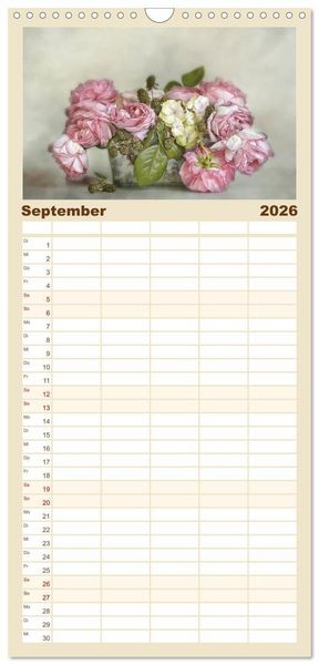 Produktbild: Familienplaner 2026 - Kleine Bl&uuml;tenwunder mit 5 Spalten (Wandkalender, 21 x 45 cm) CALVENDO