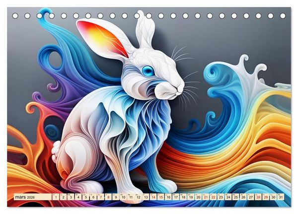 Produktbild: Les fractales animales (Calendrier de bureau 2026 DIN A5 vertical), CALVENDO calendrier mensuel