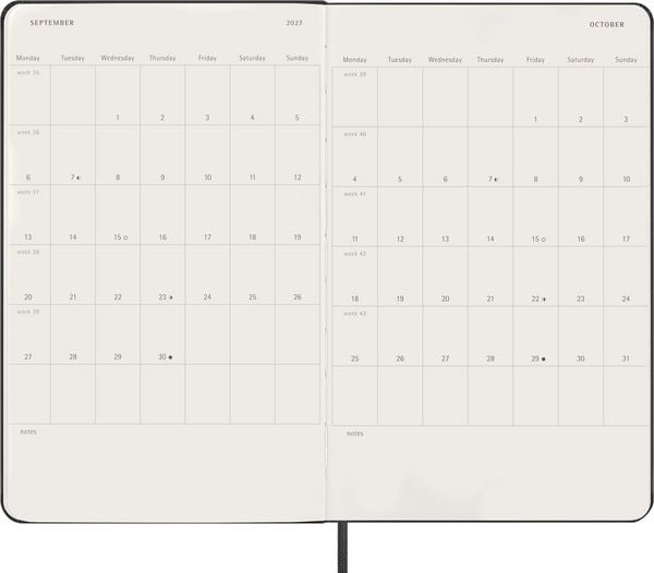 Produktbild: Moleskine 12 Monate Tageskalender 2027, Large/A5, 1 Tag = 1 Seite, fester Einband, Schwarz