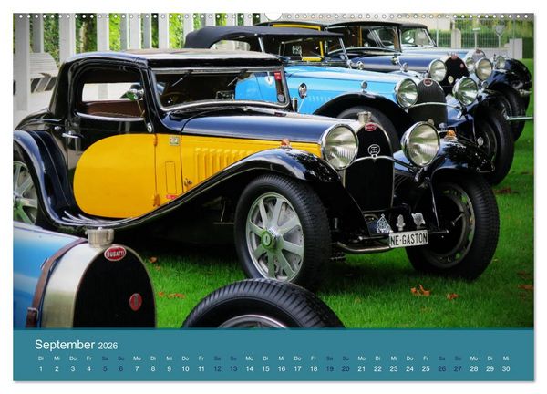 Produktbild: Bugatti - fahrende Kunstwerke (hochwertiger Premium Wandkalender 2026 DIN A2 quer), Kunstdruck in Hochglanz