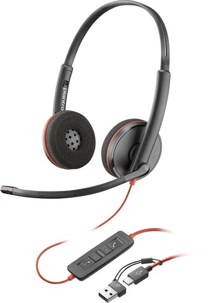 HP Poly Blackwire C3220 Over Ear Headset kabelgebunden Stereo Schwarz Headset, Lautstärkeregelung, Mikrofon-Stummschaltung Computer -