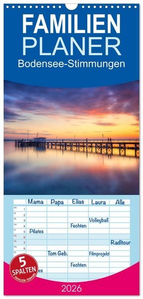 Familienplaner 2026 - Bodensee-Stimmungen mit 5 Spalten (Wandkalender, 21 x 45 cm) CALVENDO
