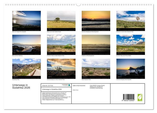 Produktbild: Unterwegs in S&uuml;dafrika 2026 (hochwertiger Premium Wandkalender 2026 DIN A2 quer), Kunstdruck in Hochglanz