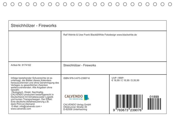 Produktbild: Streichh&ouml;lzer - Fireworks (Tischkalender 2022 DIN A5 quer)