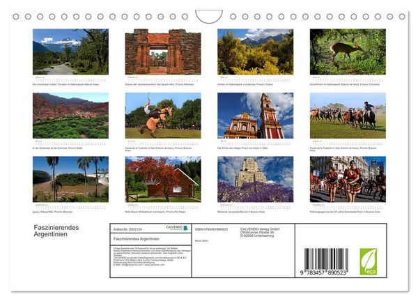 Produktbild: Faszinierendes Argentinien (Wandkalender 2026 DIN A4 quer), CALVENDO Monatskalender
