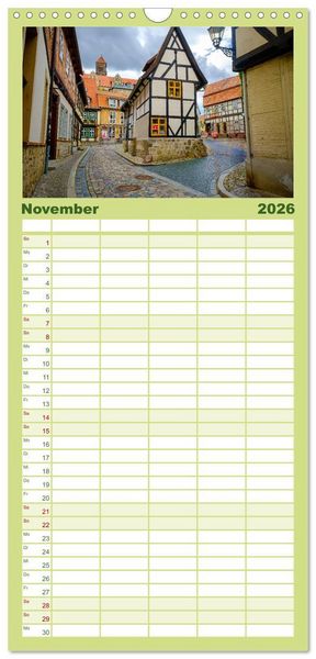 Produktbild: Familienplaner 2026 - Ein Blick auf Quedlinburg mit 5 Spalten (Wandkalender, 21 x 45 cm) CALVENDO