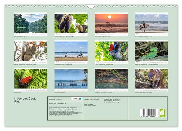 Produktbild: Natur pur, Costa Rica (Wandkalender 2026 DIN A3 quer), CALVENDO Monatskalender