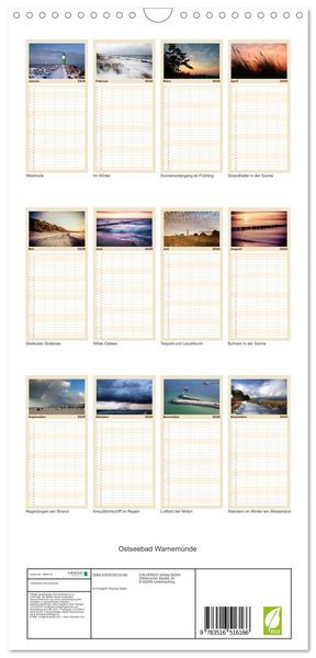 Produktbild: Familienplaner 2026 - Ostseebad Warnem&uuml;nde mit 5 Spalten (Wandkalender, 21 x 45 cm) CALVENDO