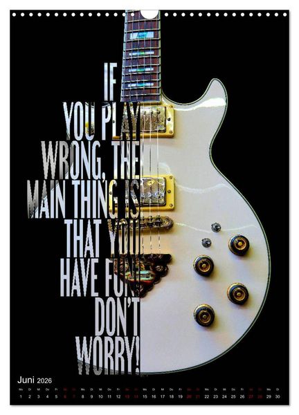 Produktbild: Rockgitarren Textposter (Wandkalender 2026 DIN A3 hoch), CALVENDO Monatskalender