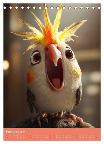 Produktbild: Cockatiel Chirpy Moments (Desk Calendar 2026 DIN A5 portrait), CALVENDO 12 Month DeskCalendar