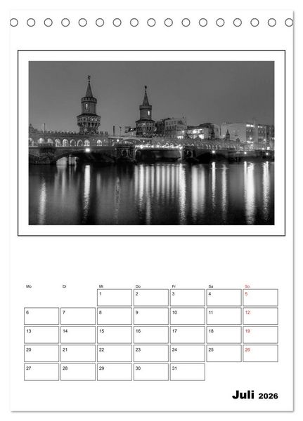 Produktbild: Berlin black & white (Tischkalender 2026 DIN A5 hoch), CALVENDO Monatskalender