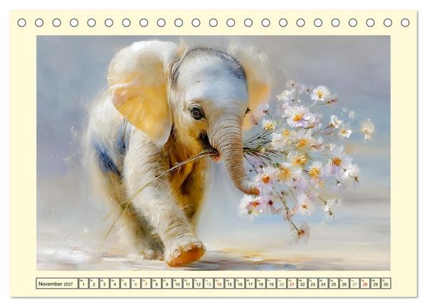 Produktbild: Sommertr&auml;ume. Elefantenkinder am Meer (Tischkalender 2027 DIN A5 quer), CALVENDO Monatskalender