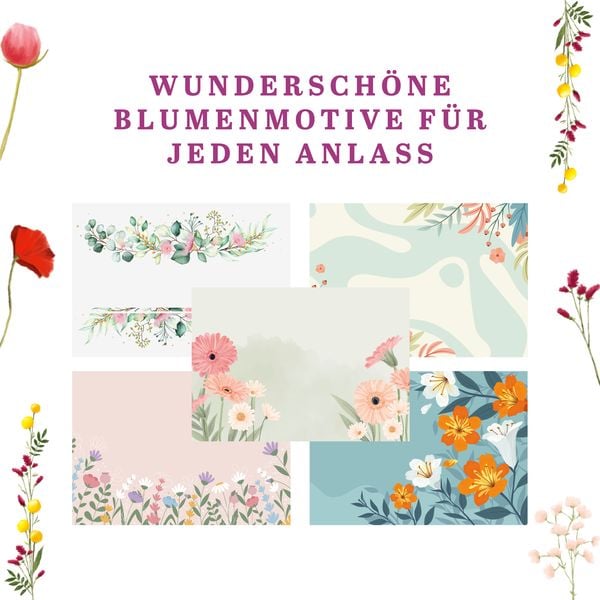 Produktbild: Design Paper A5 Sag's mit Blumen. Mit Handlettering-Grundkurs