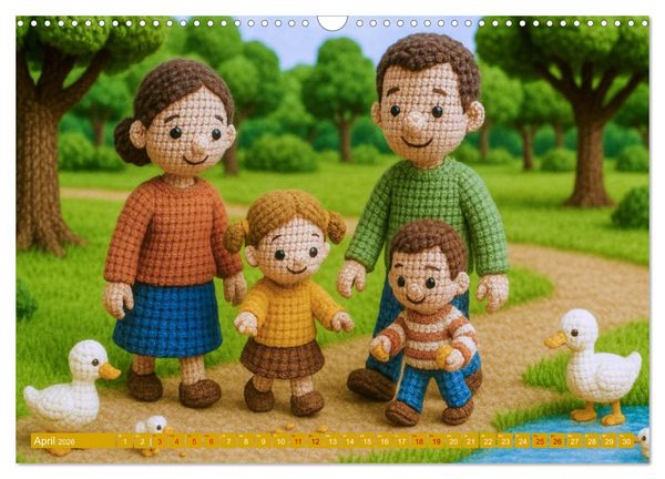 Produktbild: Amigurumi Moments. Ein fantastischer Familienalltag (Wandkalender 2026 DIN A3 quer), CALVENDO Monatskalender